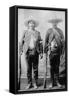 Pancho Villa's Men Urbino and Iluarte Stand at Attention with Rifles, Bandoliers and Pistols-null-Framed Stretched Canvas