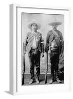 Pancho Villa's Men Urbino and Iluarte Stand at Attention with Rifles, Bandoliers and Pistols-null-Framed Art Print