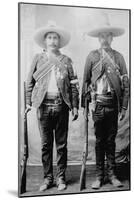 Pancho Villa's Men Urbino and Iluarte Stand at Attention with Rifles, Bandoliers and Pistols-null-Mounted Art Print