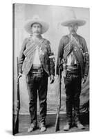 Pancho Villa's Men Urbino and Iluarte Stand at Attention with Rifles, Bandoliers and Pistols-null-Stretched Canvas