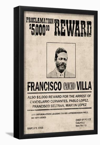 Pancho Villa Wanted Sign Print Poster-null-Framed Poster