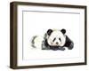 Panda Hand Painted Watercolor Illustration Isolated on White Background. Watercolor Animal Silhouet-Tatyana Komtsyan-Framed Art Print