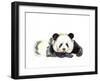 Panda Hand Painted Watercolor Illustration Isolated on White Background. Watercolor Animal Silhouet-Tatyana Komtsyan-Framed Art Print