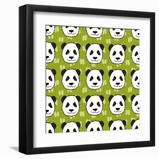 Panda Pattern-TashaNatasha-Framed Art Print