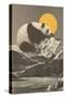 Panda's Nap into Mountains-Florent Bodart-Stretched Canvas