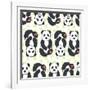 Pandas Pattern.-TashaNatasha-Framed Art Print