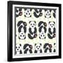 Pandas Pattern.-TashaNatasha-Framed Art Print