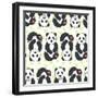 Pandas Pattern.-TashaNatasha-Framed Art Print