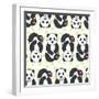 Pandas Pattern.-TashaNatasha-Framed Art Print