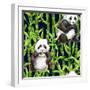 Pandas with Bamboo-tanycya-Framed Art Print