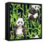 Pandas with Bamboo-tanycya-Framed Stretched Canvas