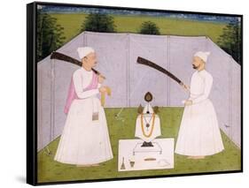 Pandits Attending Balwant Singh's Personal Shrine, C. 1750-null-Framed Stretched Canvas