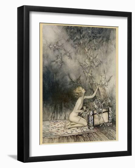 Pandora and Her Box-Arthur Rackham-Framed Photographic Print