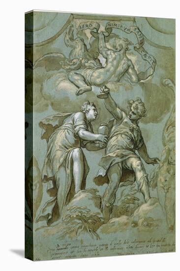 Pandora Offers the Box to Epimetheus-Paolo Farinati-Stretched Canvas