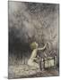 Pandora Opening a Box, From Which Flies Bats-Arthur Rackham-Mounted Giclee Print