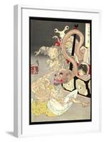 Pandora's Box: Omoi Tsuzura and Yokubari Obasan-Taiso Yoshitoshi-Framed Art Print