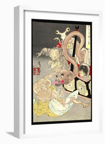 Pandora's Box: Omoi Tsuzura and Yokubari Obasan-Taiso Yoshitoshi-Framed Art Print