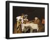 Panel Depicting a Cavalier and a Monk at a Dinner Table with a Lady in Attendance, Menegatti-null-Framed Giclee Print