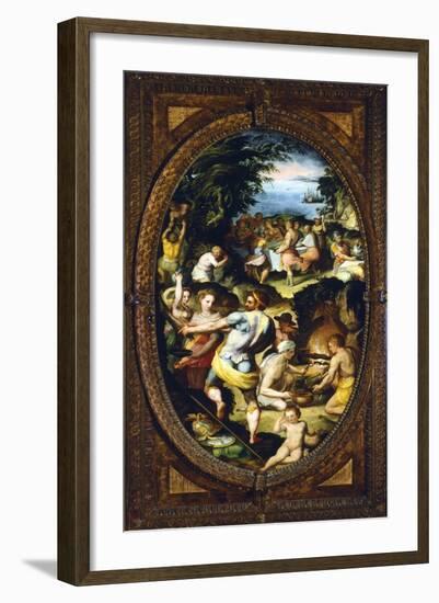 Panel Depicting Discovery of Glass-null-Framed Giclee Print