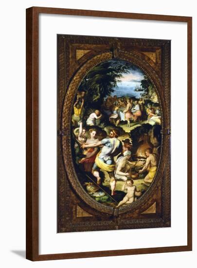Panel Depicting Discovery of Glass-null-Framed Giclee Print