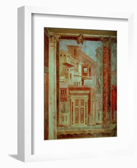 Panel from Cubiculum from the Bedroom of the Villa of P Fannius at Boscoreale, Pompeii, C.50-40 BC-Roman-Framed Premium Giclee Print