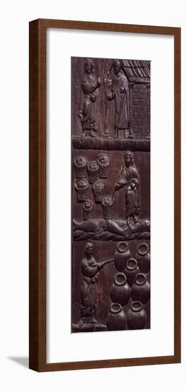Panel from Wooden Door of Basilica of St Sabine, Rome, Italy, 5th Century-null-Framed Giclee Print