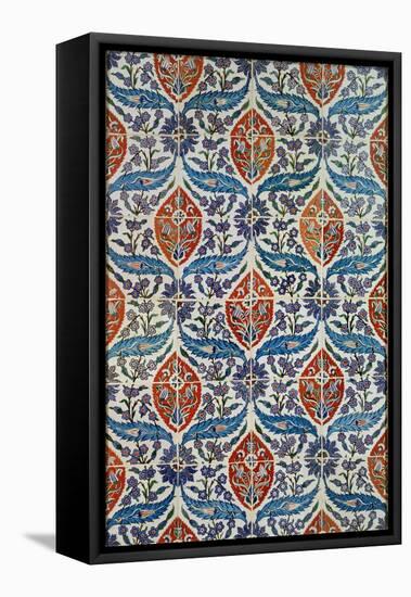 Panel of Isnik Earthenware Tiles from the Baths of Eyup Eusaki, Istanbul, circa 1550-1600-null-Framed Stretched Canvas