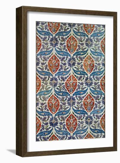 Panel of Isnik Earthenware Tiles from the Baths of Eyup Eusaki, Istanbul, circa 1550-1600-null-Framed Giclee Print