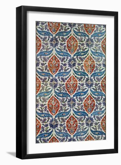 Panel of Isnik Earthenware Tiles from the Baths of Eyup Eusaki, Istanbul, circa 1550-1600-null-Framed Giclee Print