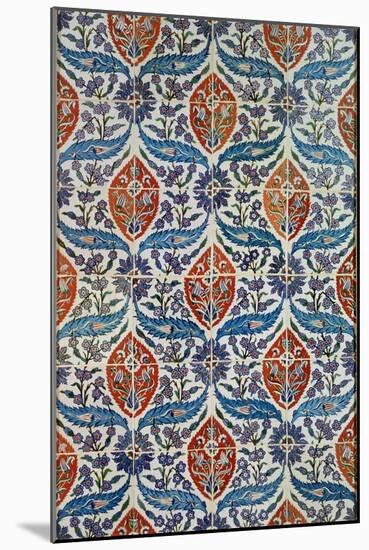 Panel of Isnik Earthenware Tiles from the Baths of Eyup Eusaki, Istanbul, circa 1550-1600-null-Mounted Giclee Print