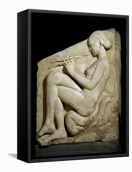 Panel of Ludovisi Throne : A Naked Woman Playing a Flute-null-Framed Stretched Canvas
