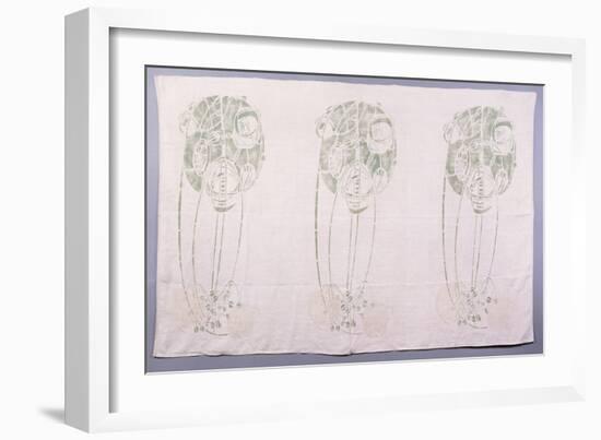 Panel of Three Stylised Rose Motifs in Green and Cream, for One Back of a Corner Settle-Charles Rennie Mackintosh-Framed Giclee Print