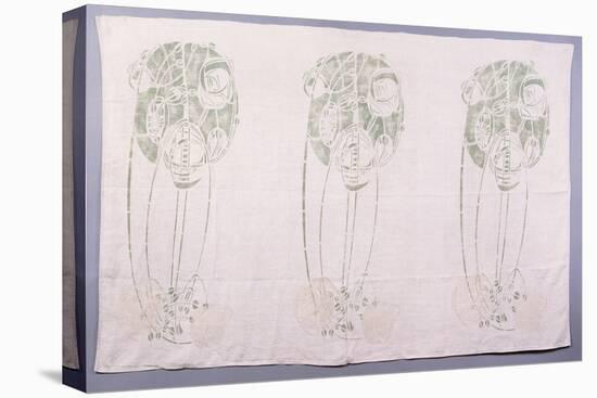 Panel of Three Stylised Rose Motifs in Green and Cream, for One Back of a Corner Settle-Charles Rennie Mackintosh-Stretched Canvas