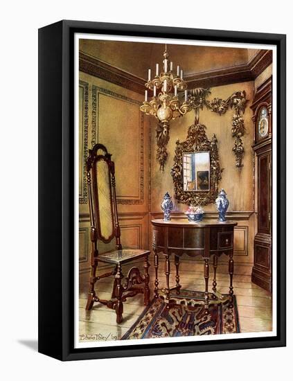 Panelling, Mirror Frame, Walnut Table and Chair, Charles Wesley's Walnut High Case Clock, 1910-Edwin Foley-Framed Stretched Canvas