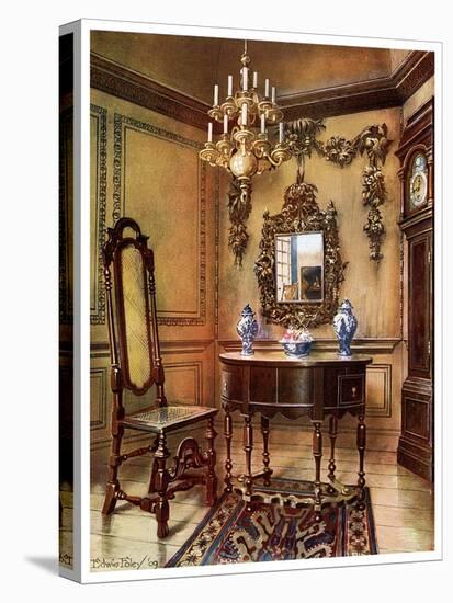 Panelling, Mirror Frame, Walnut Table and Chair, Charles Wesley's Walnut High Case Clock, 1910-Edwin Foley-Stretched Canvas