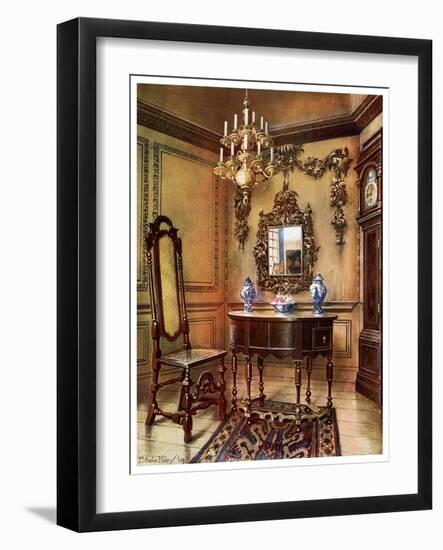 Panelling, Mirror Frame, Walnut Table and Chair, Charles Wesley's Walnut High Case Clock, 1910-Edwin Foley-Framed Giclee Print
