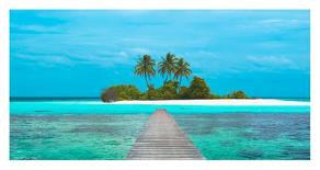 Jetty and Maldivian island-Pangea Images-Art Print