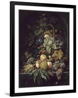 Panier de fleurs, fruits et insectes dans une niche-Abraham Mignon-Framed Giclee Print