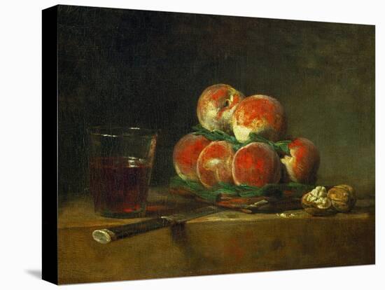 Panier de peches-a basket with peaches-Jean-Baptiste-Simeon Chardin-Stretched Canvas