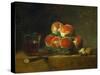 Panier de peches-a basket with peaches-Jean-Baptiste-Simeon Chardin-Stretched Canvas