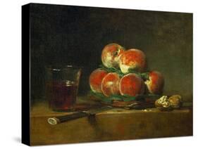 Panier de peches-a basket with peaches-Jean-Baptiste-Simeon Chardin-Stretched Canvas