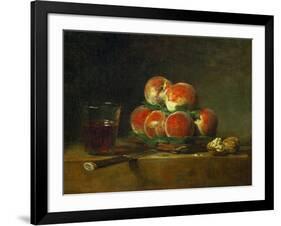 Panier de peches-a basket with peaches-Jean-Baptiste-Simeon Chardin-Framed Giclee Print