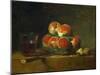 Panier de peches-a basket with peaches-Jean-Baptiste-Simeon Chardin-Mounted Giclee Print