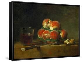 Panier de peches-a basket with peaches-Jean-Baptiste-Simeon Chardin-Framed Stretched Canvas