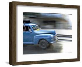 Panned Shot of Old American Car Splashing Through Puddle on Prado, Havana, Cuba, West Indies-Lee Frost-Framed Photographic Print