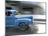 Panned Shot of Old American Car Splashing Through Puddle on Prado, Havana, Cuba, West Indies-Lee Frost-Mounted Photographic Print