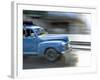 Panned Shot of Old American Car Splashing Through Puddle on Prado, Havana, Cuba, West Indies-Lee Frost-Framed Photographic Print