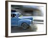 Panned Shot of Old American Car Splashing Through Puddle on Prado, Havana, Cuba, West Indies-Lee Frost-Framed Photographic Print