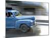 Panned Shot of Old American Car Splashing Through Puddle on Prado, Havana, Cuba, West Indies-Lee Frost-Mounted Photographic Print