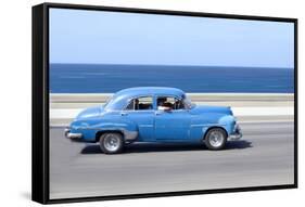 Panned' Shot of Old Blue American Car to Capture Sense of Movement-Lee Frost-Framed Stretched Canvas